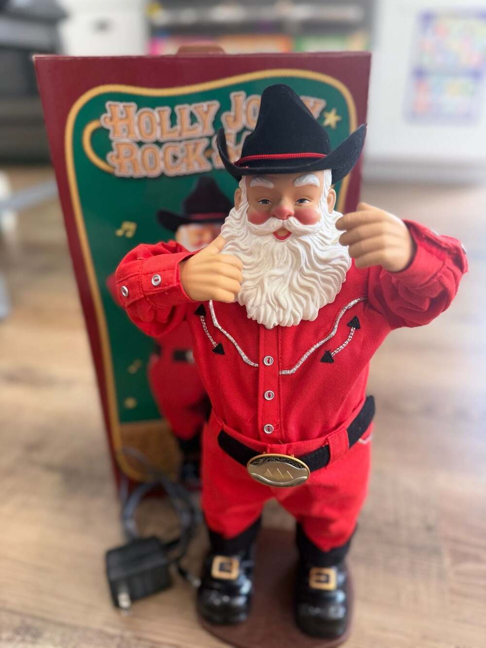 Holly Jolly Rock Santa Alan Jackson Animated Dancing Cowboy VTG TESTED